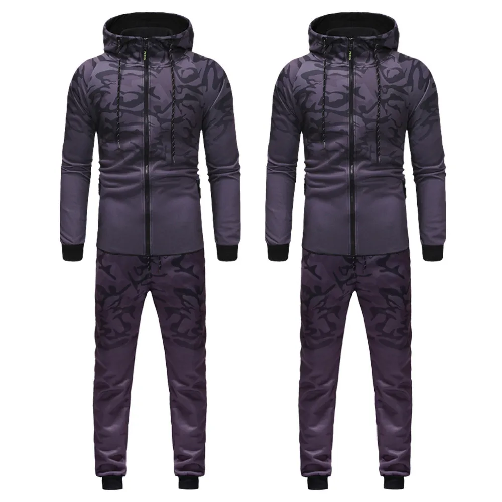 

Men's 2019 Autumn spring warm Sweatshirts Camouflage Sweatshirt Pants Sets Sports Suit Tracksuit long sleeve sets Outwear