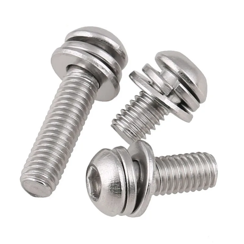 5PCS-M5 304 Нержавеющая сталь круглый Торцевая крышка с шестигранной головкой комплект винтов, три комплект винтов M5* 8/10/12-30 мм