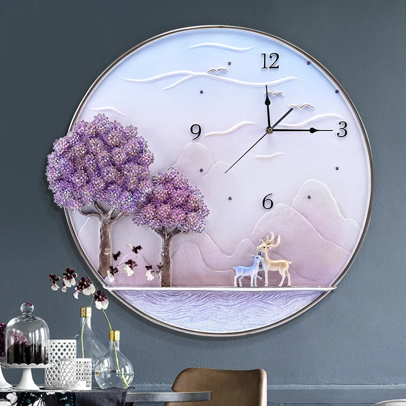 

Three-dimensional Embossed Home Wall Clock Modern Design Beautiful Atmosphere 3D Clock Living Room Decoration Quartz Round Clock