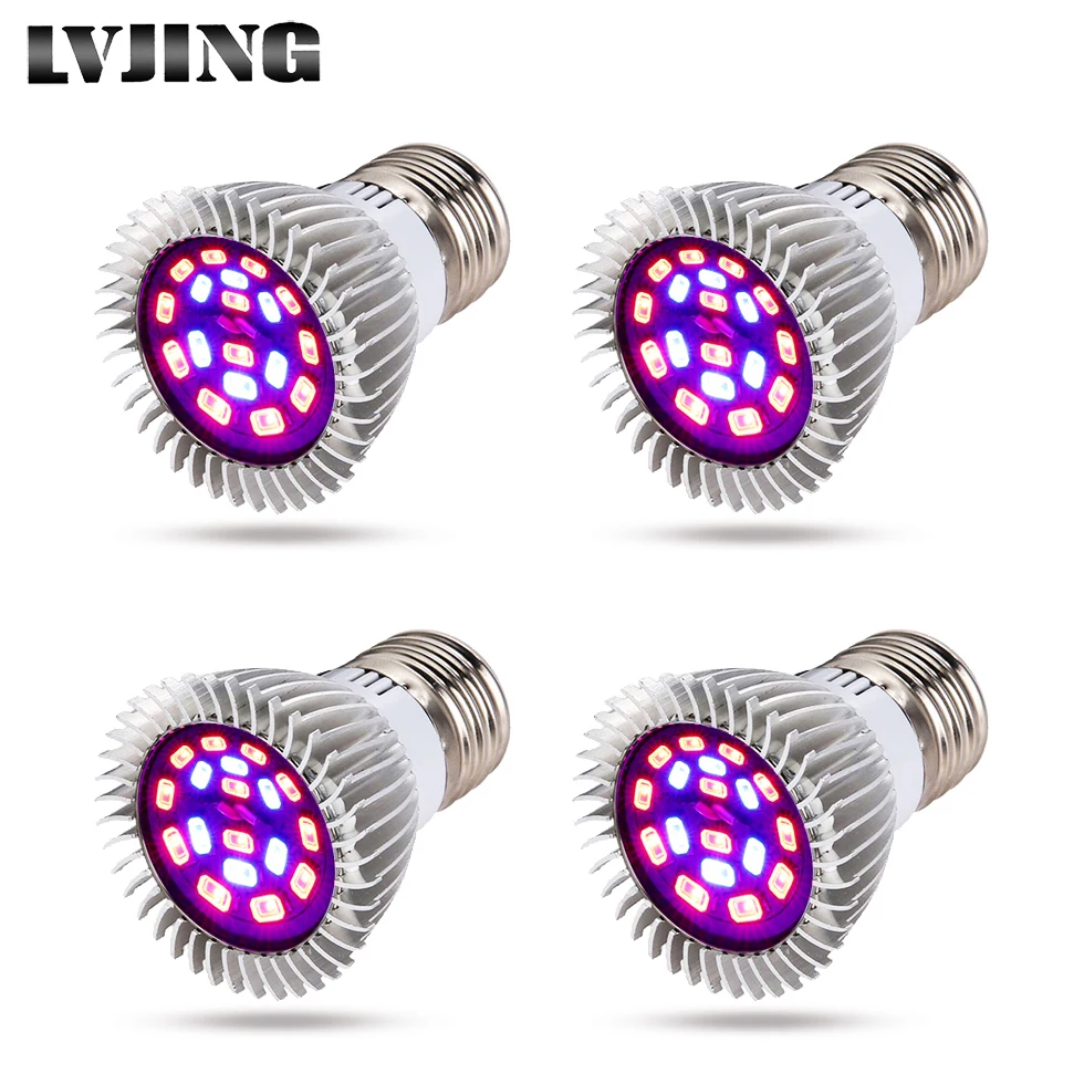 LVJING Full Spectrum18W/28 Вт/30 Вт E27 Светодиодный светильник для выращивания растений