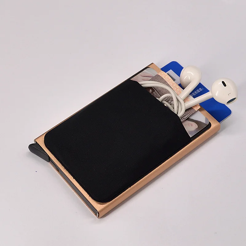 Rfid Blocking Credit Card Holder with Lycra Phone Pocket Metal Wallet for Cards Aluminum Alloy Covers | Багаж и сумки
