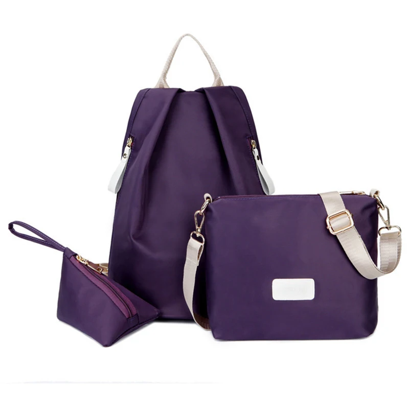 

new European fashion picture pack waterproof nylon double shoulder back shoulder diagonal composite Wallet three women bags
