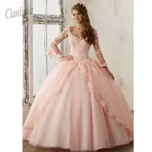Румяна розовые платья Quinceanera сладкий 16 платье длинная юбка в пол из тюля подростков обувь для девочек Пышное Vestidos de 15 anos