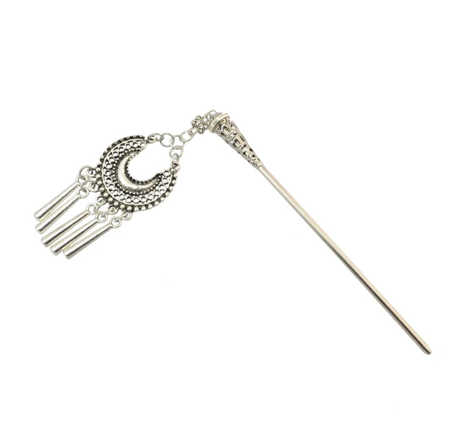 Антикварные 3 вида стилей, винтажные Серебряные Китайские Этнические палочки для волос, резная подвеска в виде цветка, кисточка для женщин, уникальные ювелирные украшения, аксессуары для волос - Окраска металла: F-0415-B
