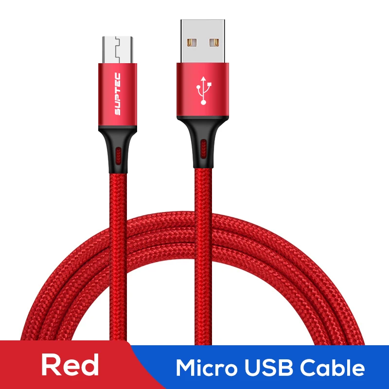 SUPTEC Micro USB кабель провод для быстрого заряда для Xiaomi Redmi Note 5 Pro шнур Android Мобильный кабель для зарядки телефона для samsung huawei - Цвет: Red