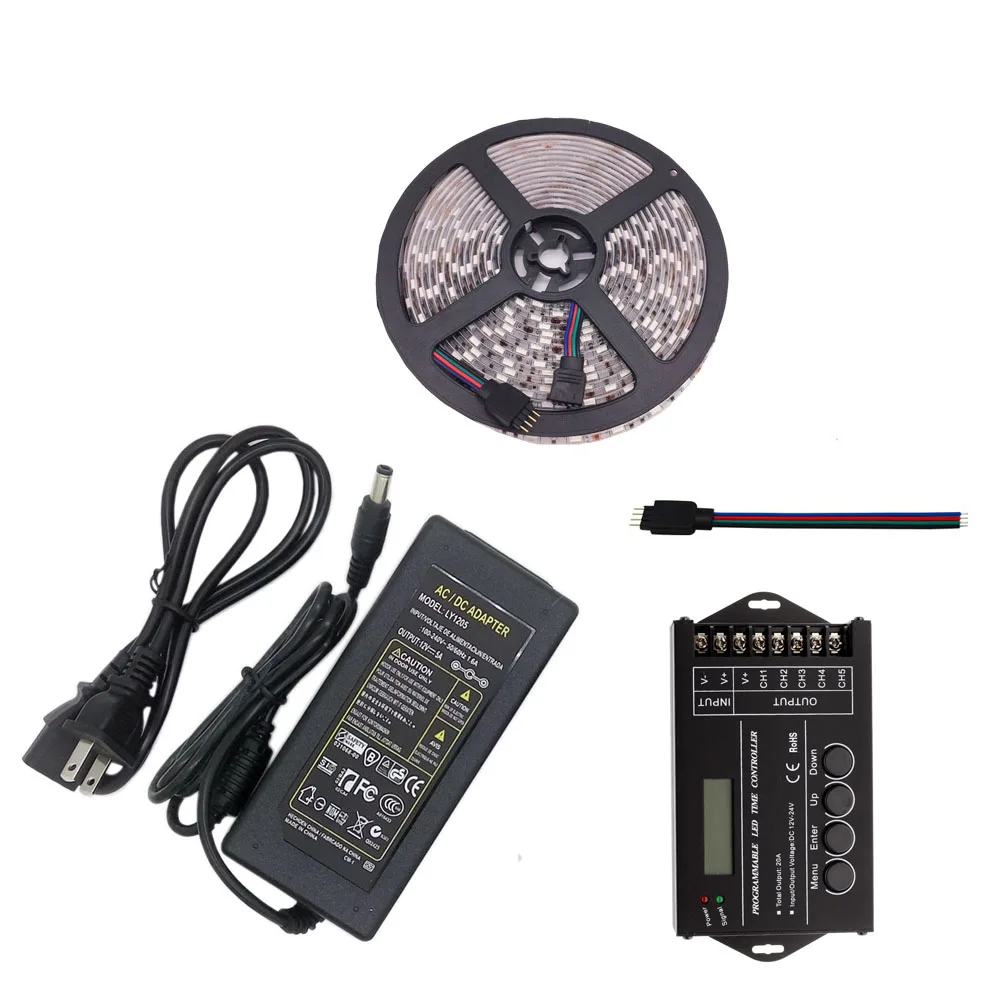 5 м-20 м 5050 SMD RGB светодиодные полосы набора 60led/M DC12V Led Гибкий свет + DC12V-24V TC420 контроллер + Мощность адаптер + усилитель комплект