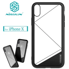 Nilkin for iPhone X Case Nillkin Tempered Glass Back+Soft TPU Border+Hard PC Clear Phone Protective Cover for Apple iPhone X
