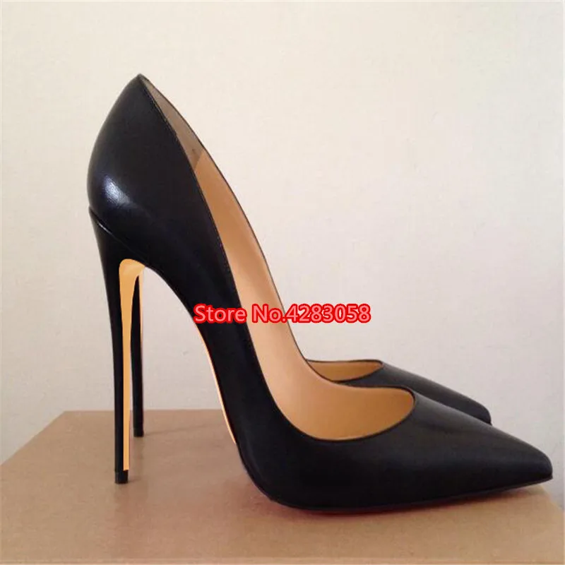 Модные женские туфли-лодочки пикантные женские туфли на высоком каблуке с острым носком из черной матовой кожи Вечерние туфли на size33-43, 12 см, 10 см, 8 см