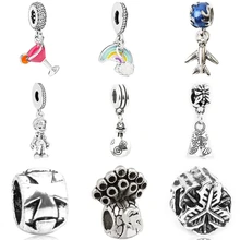 Btuamb Punk búho amor corazón Shell pequeño chico esmalte aleación largo colgante abalorios Fit Pandora brazaletes collares joyería de mujer DIY(China)