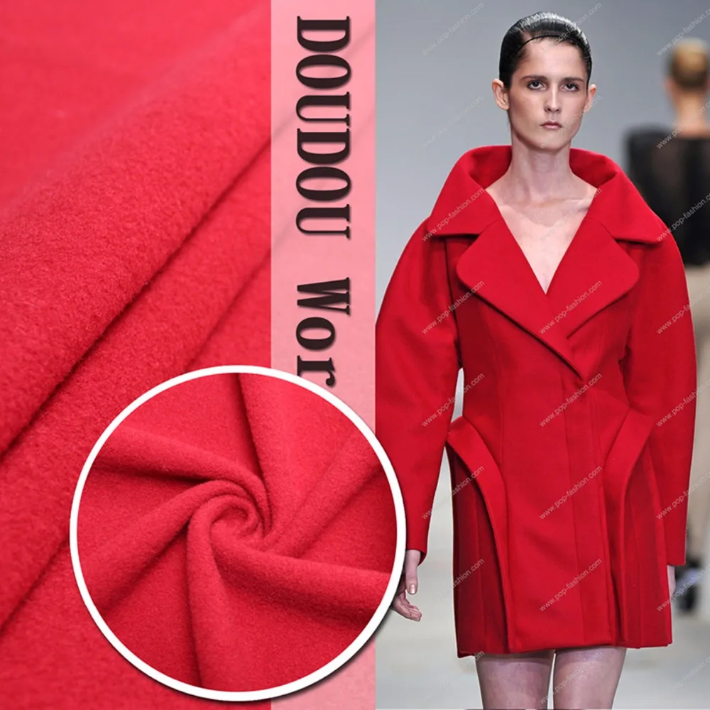 2017 Thick Soft Feel Wool Fabric Red Woman Winter Overcoat Suits