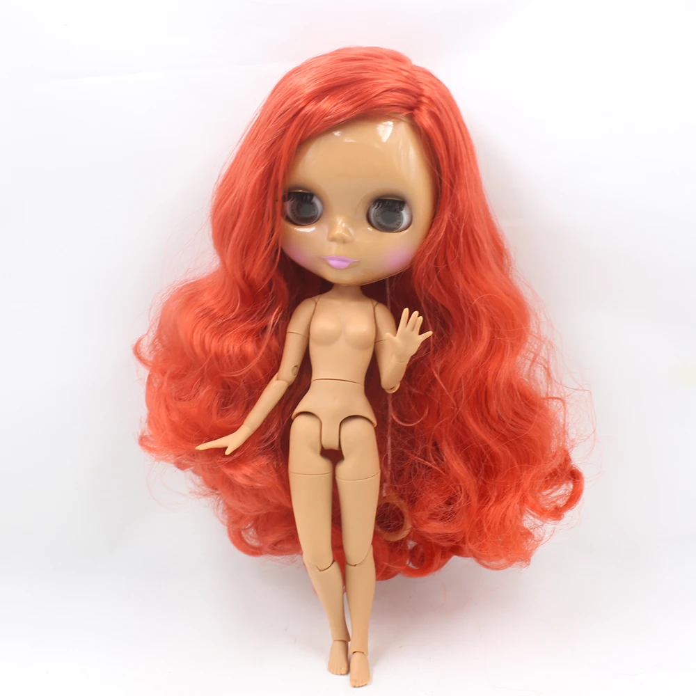 Совместное тела телесного цвета Блит куклы, завод кукла, черная кожа, рыжие волосы