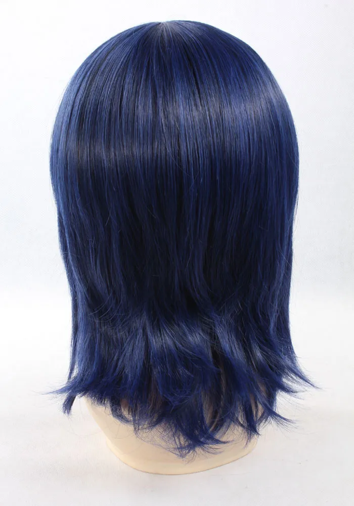 Free Shipping Fashion costume Hair 40cm short dark blue straight Synthetic makeup Anime simon Mashiro cosplay wig-4