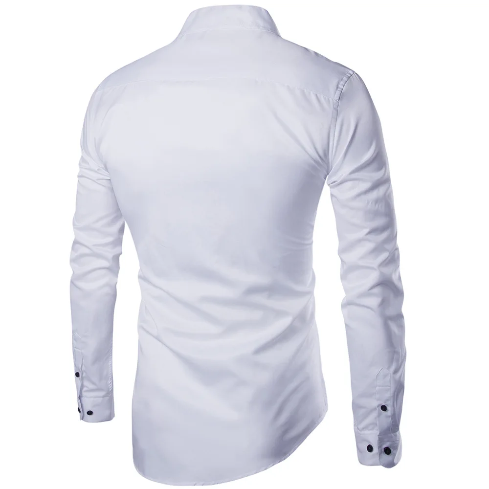 Мужской черный белый хлопок стоячий воротник неправильный пуловер размера плюс повседневные тонкие рубашки модные кардиганы рубашки для мужчин