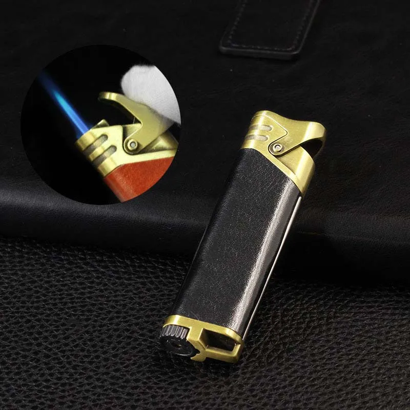 

Windproof Torch Turbine Lighter Metal Leather Creative Gas Lighters Cigarette Cigar Smoking Accessories for Man Fire Starter