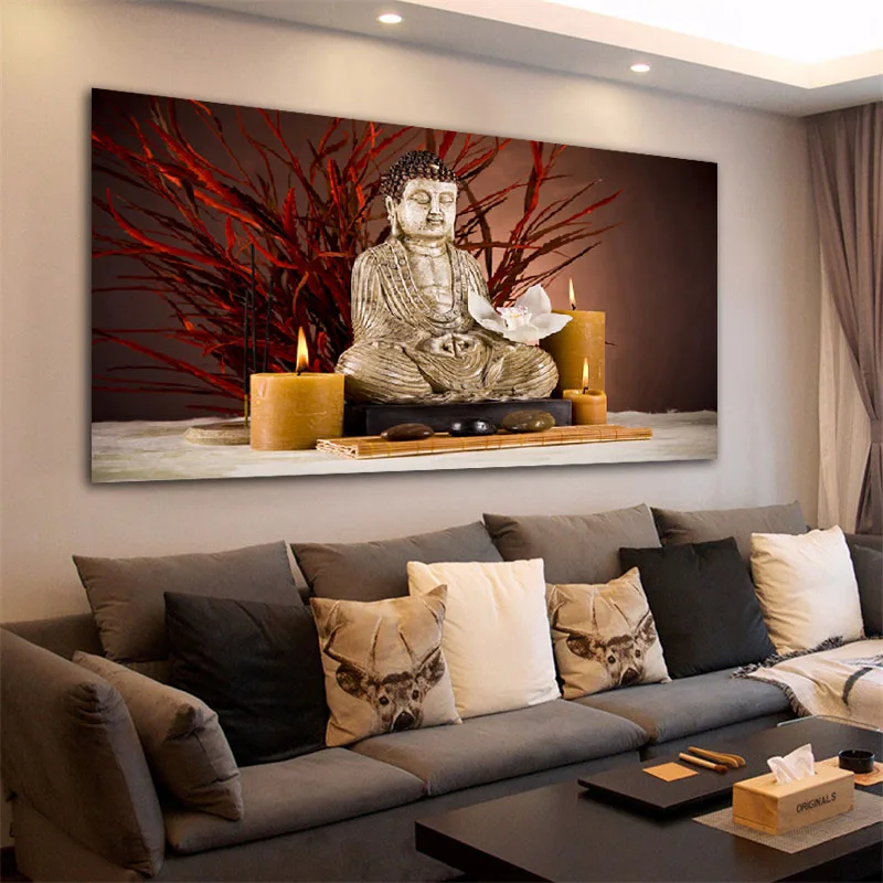 Large Size Buddha Painting HD Canvas Print Buddha Wall Art Figure