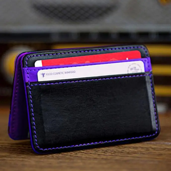 Maison Fabre Wallet Women Mini Neutral Magic Bifold Leather Wallet Men Card Holder Wallet Purse Money Clip Card Package - Цвет: Purple