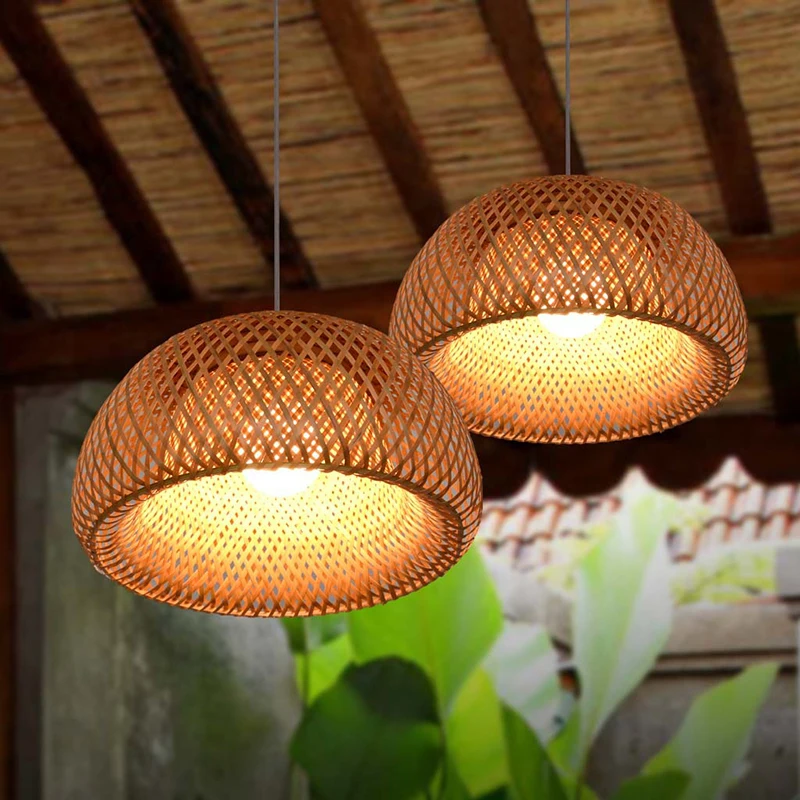 Bamboo Craft Pendant Lantern Lanterns Southeast Asian Restaurant Aisle