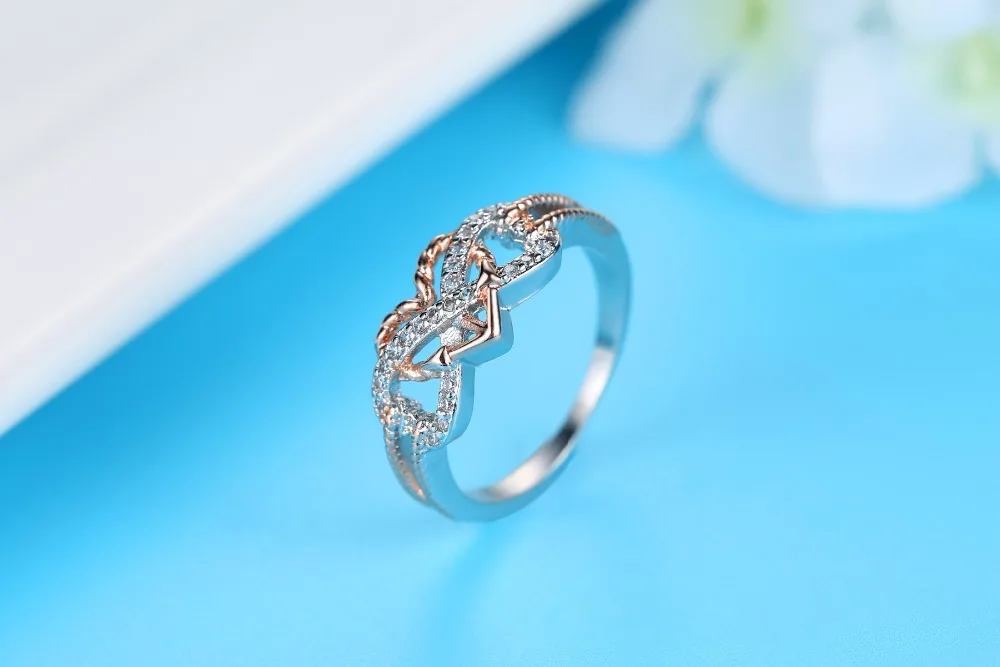 Dovolov модное розовое сердечко серебряного цвета к сердцу Романтические кольца для женщин обручальные кольца для влюбленных женщин ювелирные изделия B505