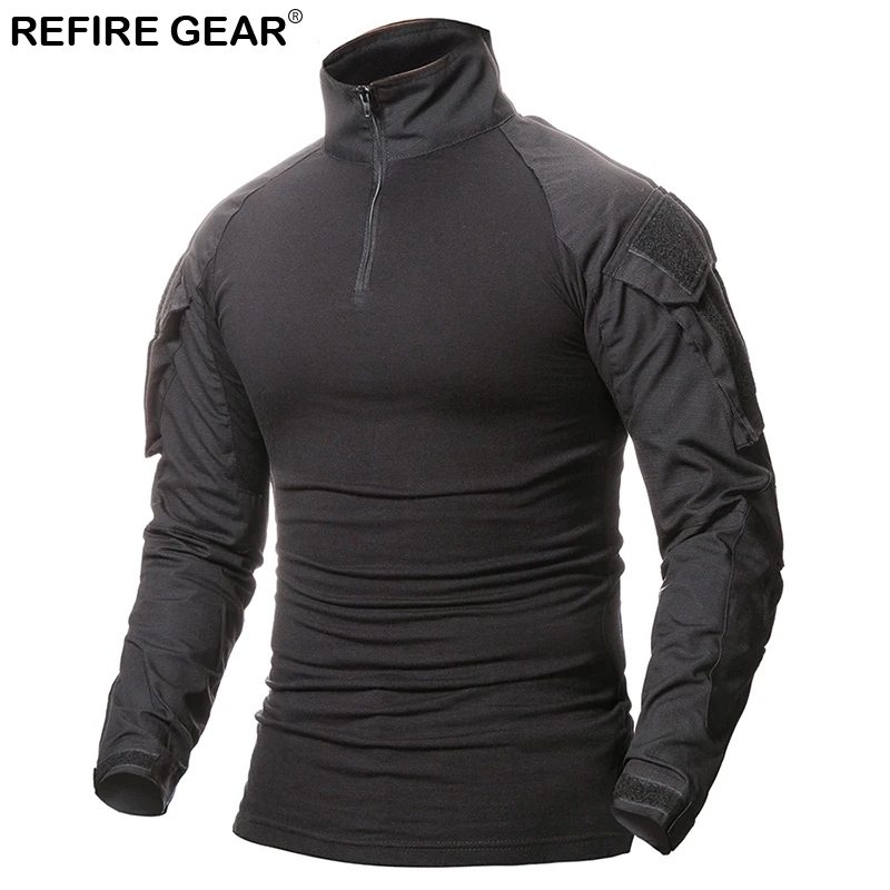 Kaufen Refire Gear Outdoor T shirt Männer Langarm Jagd Tactical Military Armee Shirts Uniform Wandern Atmungsaktive Shirt 9 Farben