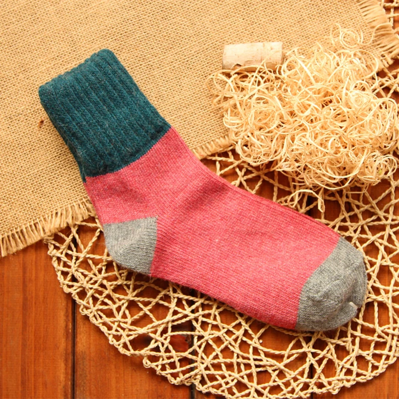 5 Pairs/set Retro Thickening Women Socks Autumn Winter Rabbit Wool Patchwork Socks Female New Japanese 5 Colors Tube Sock Studen