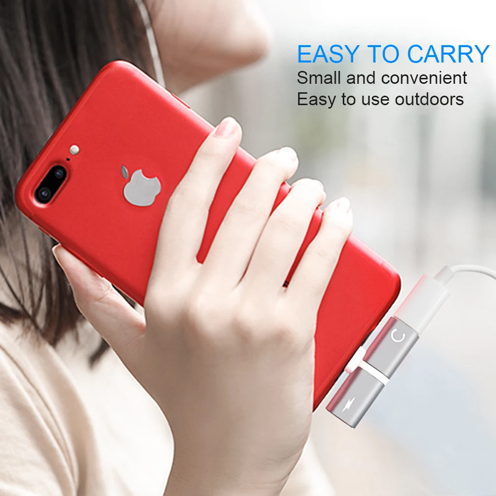 PORTEFEUILLE double adaptateur adapter Case for iphone 7 charging connector adaptateur 2in1 jack headphones adapter for iphone x