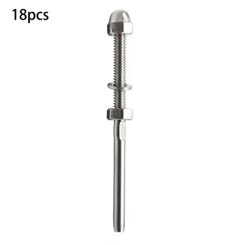 

18 Pcs Stainless Threaded Terminal Stud End Fitting for 1/8 Cable Deck Railing Hand Swage T316 Marine Grade 3-7/8 inch