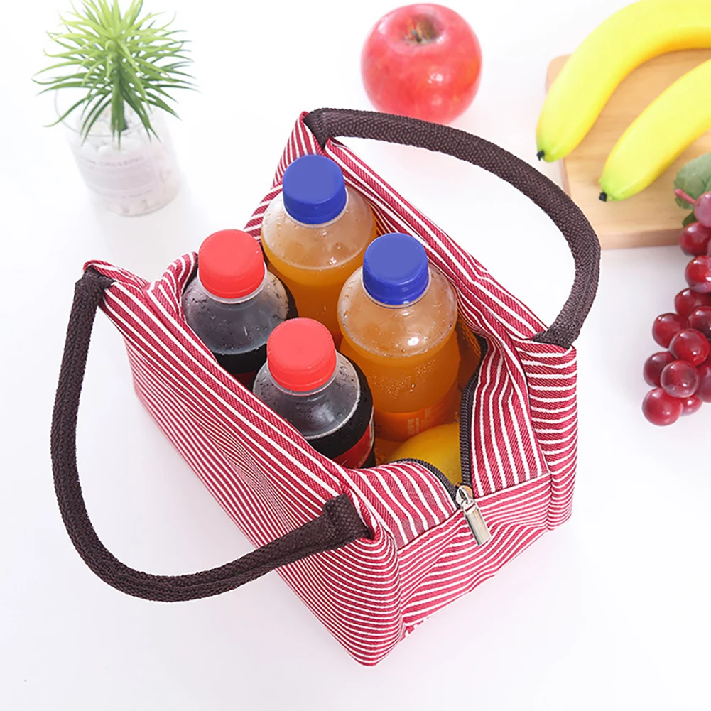 Полосатые сумки для обеда теплоизоляционные офисные школьные пикника Bento сумка
