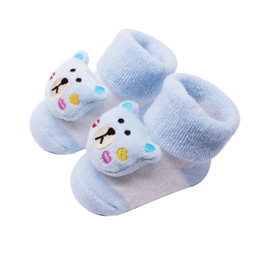 Newborn Baby Boy Socks Anti Slip New Born Baby Boy Girl Socks Clothes Cartoon Print Newborn Cheap Stuff Infant Anti Slip Socks - Цвет: Sky Blue