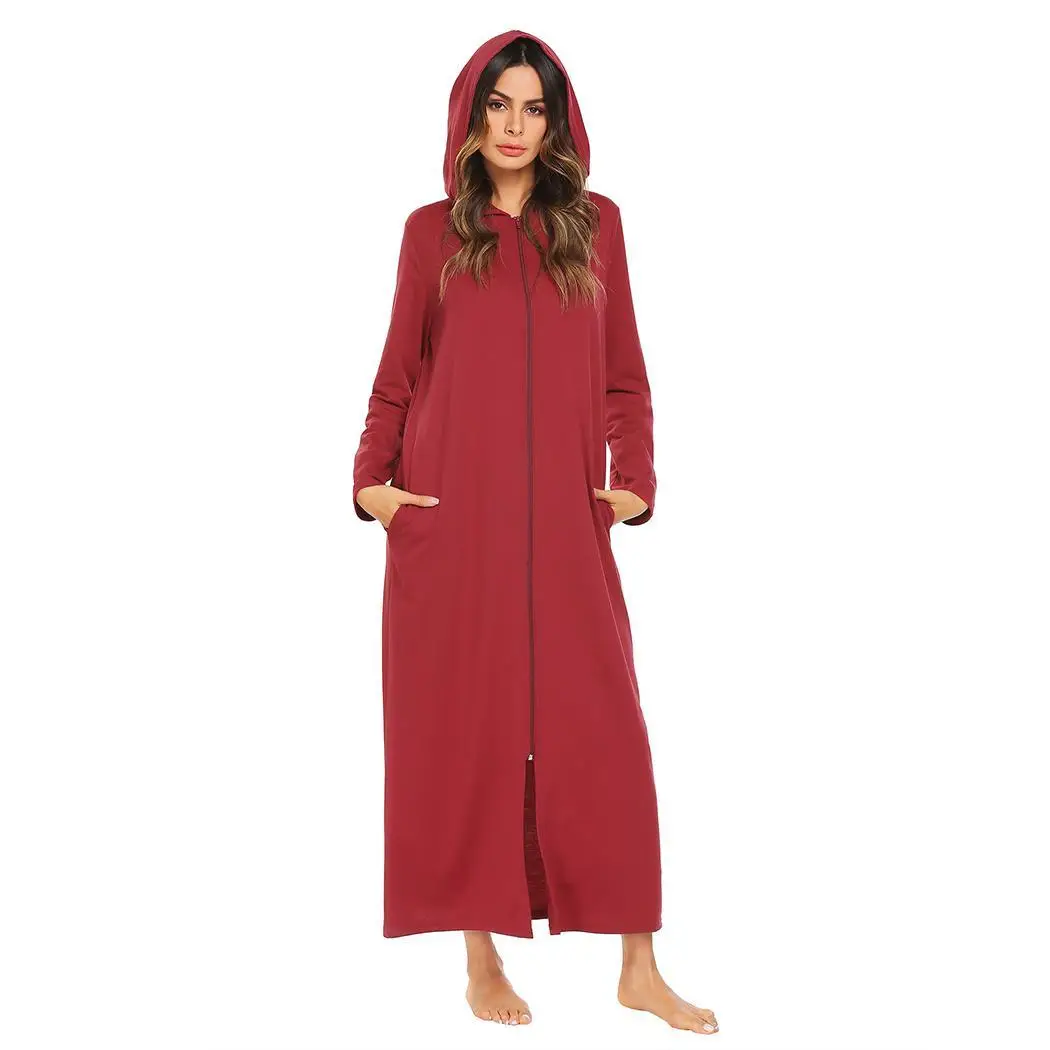 Ekouaer, женская одежда для сна, длинный халат, длинный рукав, халат, на молнии, с капюшоном, халат, спа, для ванной, кимоно, халаты, домашняя одежда