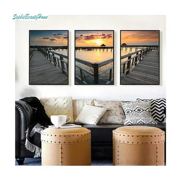 

Pier landscape painting diamond cross stitch DIY diamond triple embroidery needlework square crafts full rhinestone mosaic