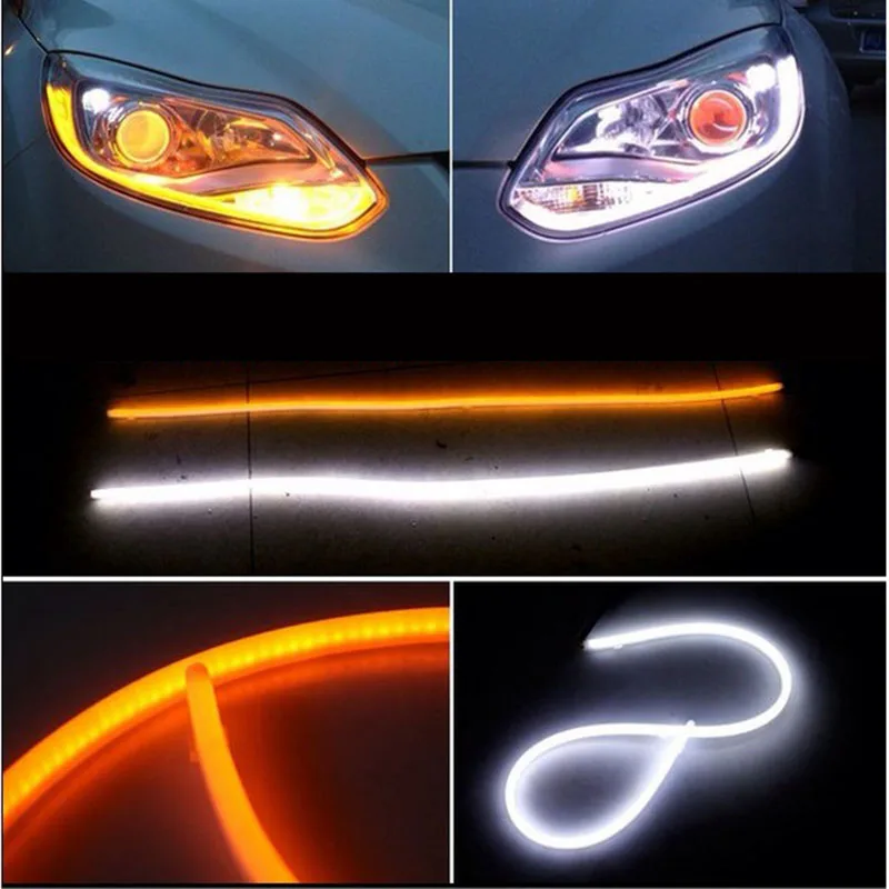 2X 30cm 45cm 60cm DRL Flexible LED Tube Strip Style Daytime Running