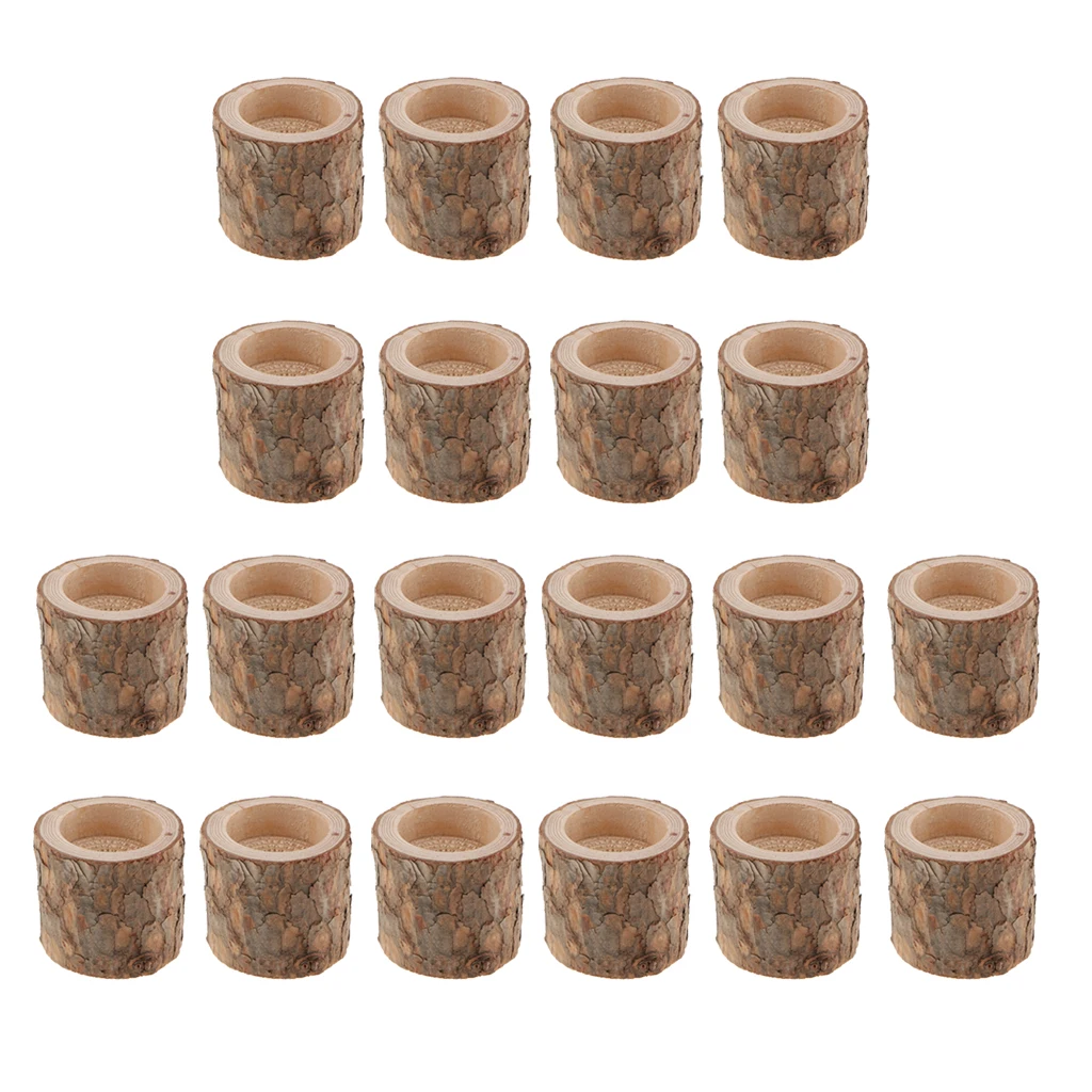 20Pcs Natural Wood Stump Tea Light Candle Holders Wooden Planter Flower Pot Rustic Wedding Party Home Decoration