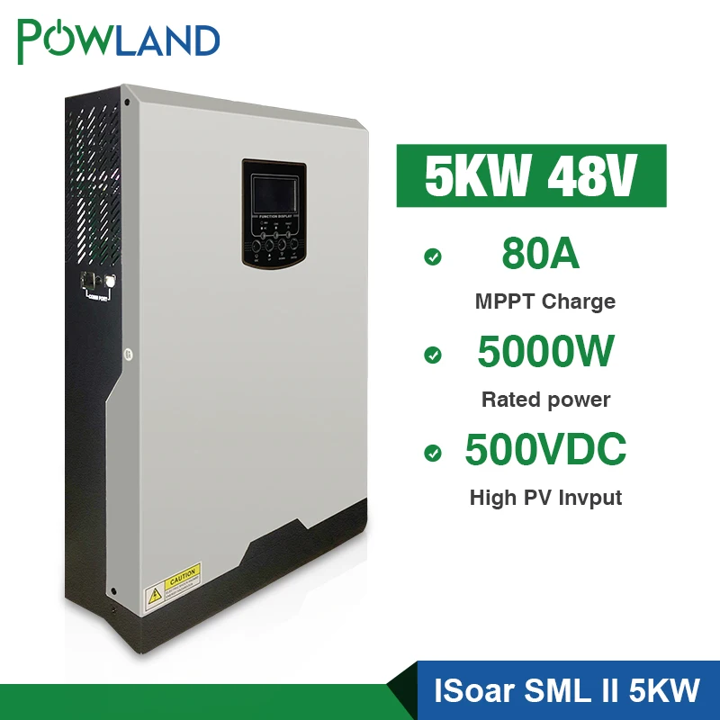 

Solar Inverter 500Vdc 5000W 80A MPPT 48V 220V Off Grid Inverter 5Kva Pure Sine Wave Inverter 60A Battery Charger