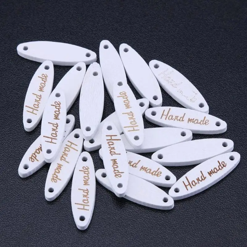 

100pcs DIY "hand made" Tag Sewing Accessories Wood Labels Buttons For Scrapbooking Decorative Garment Craft Supplies