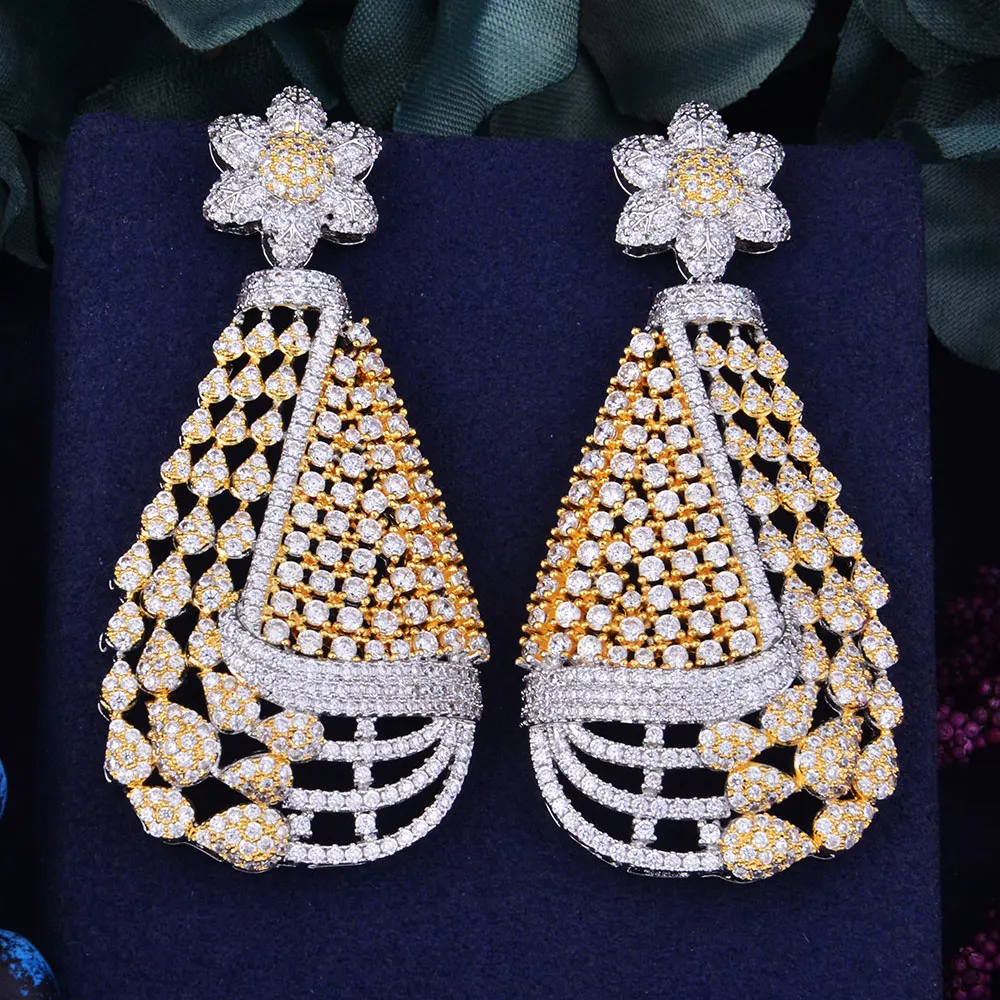 

GODKI 66mm Luxury Popular Flower Leaf Full Mirco Setting Cubic Zirconia Naija Wedding Earring Fashion Jewelry for Women