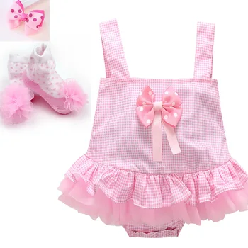 

DollMai Reborn Baby Doll Clothes for 50-57 cm doll reborn pink romper dress dolls accessories with socks and headdress