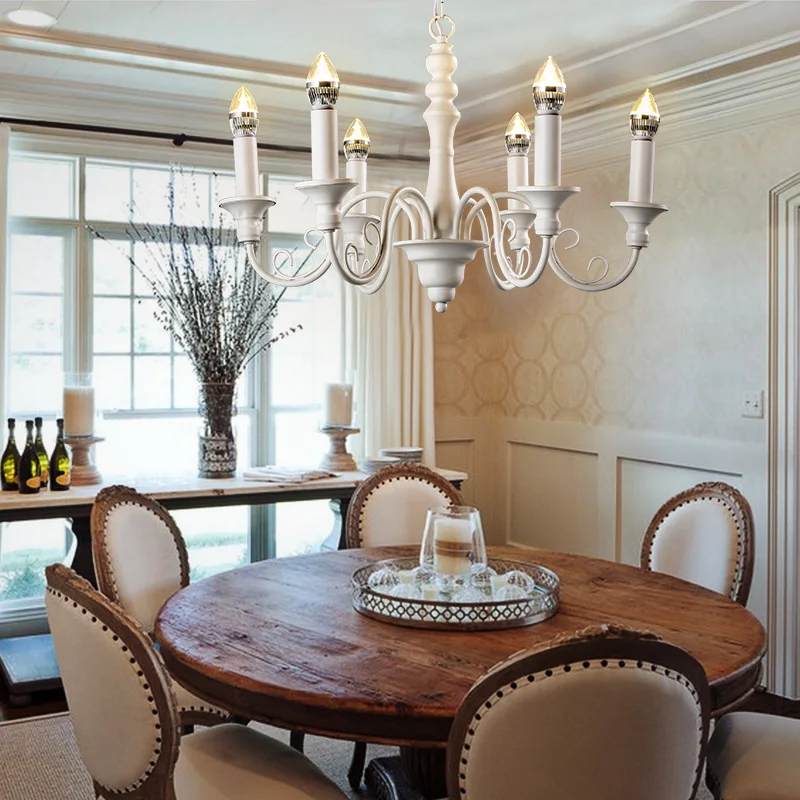 

6 Heads Nordic Concise Dining Room Pendant Lamp Art E14 White Candle Designer Hanging Light Parlor Bar Light Free Shipping