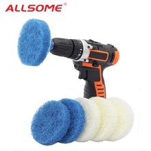 ALLSOME, 8 шт., 4 дюйма, для ванной, кухни, дрель, щетка для чистки, скраб, колодки, очищающая Подушечка для ванны, плитка, HT2342
