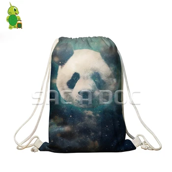 

Cute Animal Galaxy Panda Print Drawstring Bag Women Men Backpacks Softback Travel Rucksack Boys Girls School Storage Bags