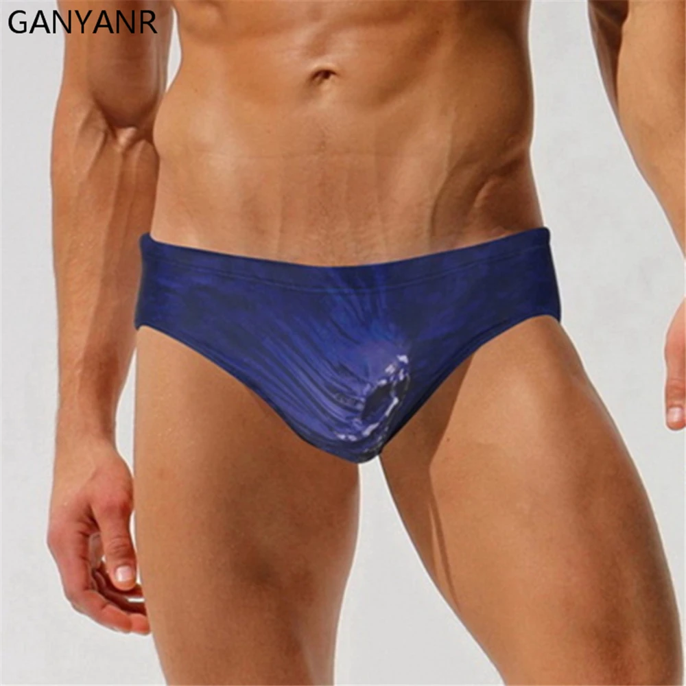 GANYANR Brand Gay Mens Swimwear Swimming Trunks Bathing Suit Sunga