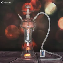 Glawaer Грибная форма большой стеклянный кальян силиконовый шланг светодиодный светильник база chicha narguile курительная водопроводная трубка