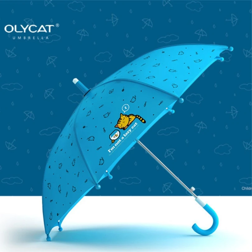 

OLYCAT Hot Lovely Cartoon long umbrella Children Anime Umbrella for Kids Girl Cute Umbrella Baby Student White Umbrella