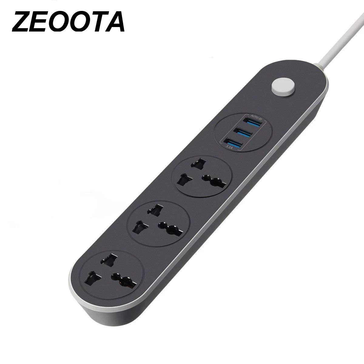 

Power Strip Desktop Socket US/EU/UK Plug Surge Protector 3 Way Universal Outlets 3 Smart USB Ports Charger 5.2ft Extension Cord
