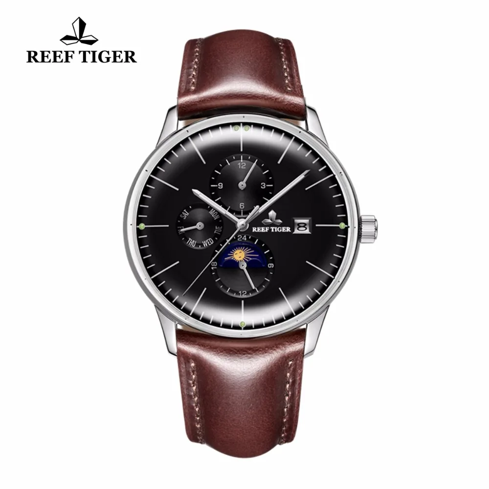 Reef Tiger/RT Mens Fashion Watches Genuine Leather Strap Steel Casual Watches Luminous Automatic Watches Date Day RGA1653 Reef Tiger/RT Mens Fashion Watches Genuine Leather Strap Steel Casual Watches Luminous Automatic Watches Date Day RGA1653