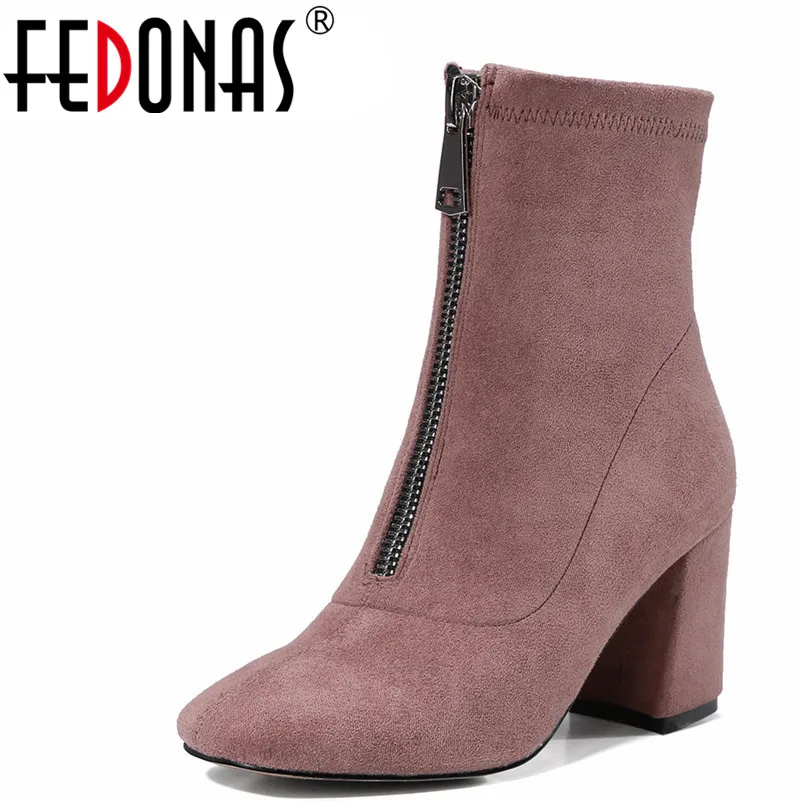 

FEDONAS New Arrival Women Party Wedding Short Boots Autumn Winter Warm Shoes Woman Zipper Round Toe Sweet Rome Short Boots