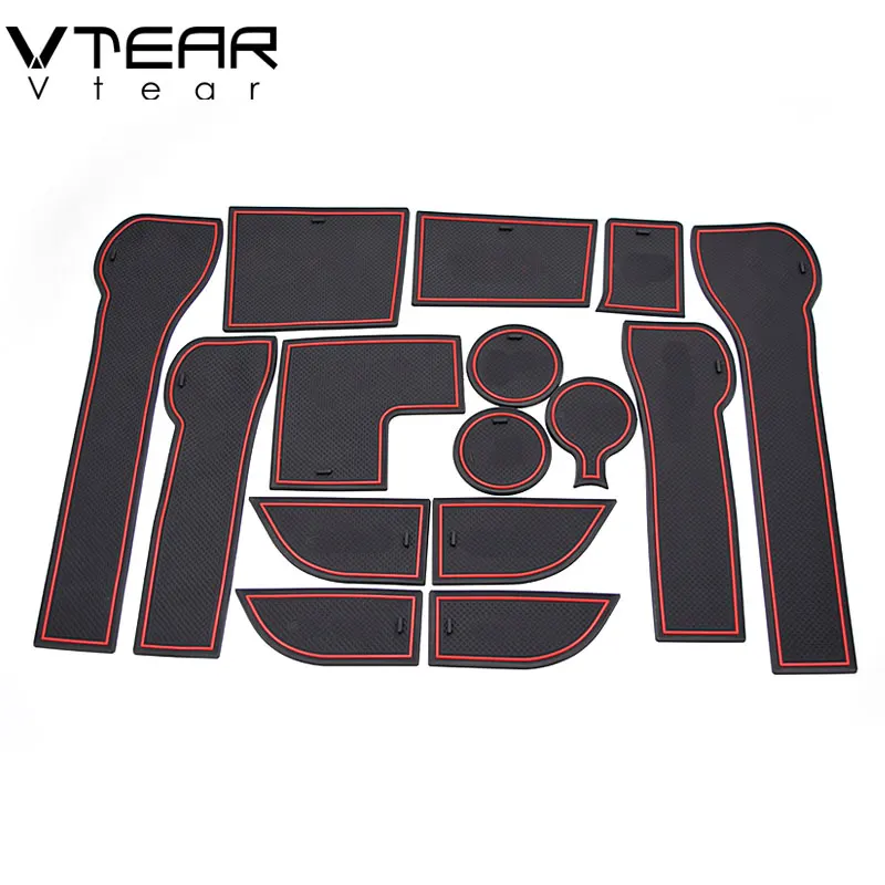 

Vtear For Hyundai Solaris 2 Gate slot mats anti slip door cups gate slot pad Interior decoration car-styling acccessories 2017