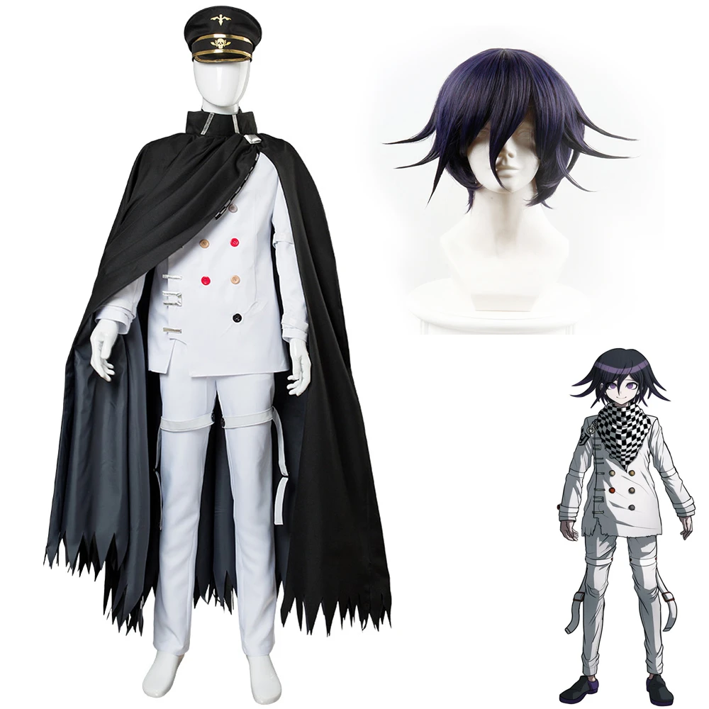 New Danganronpa V3 Ouma Kokichi Uniform Cloak Hat Shoes Cosplay Costume Wig New Danganronpa V3 Ouma Kokichi Uniform Cloak Hat Shoes Cosplay Costume Wig