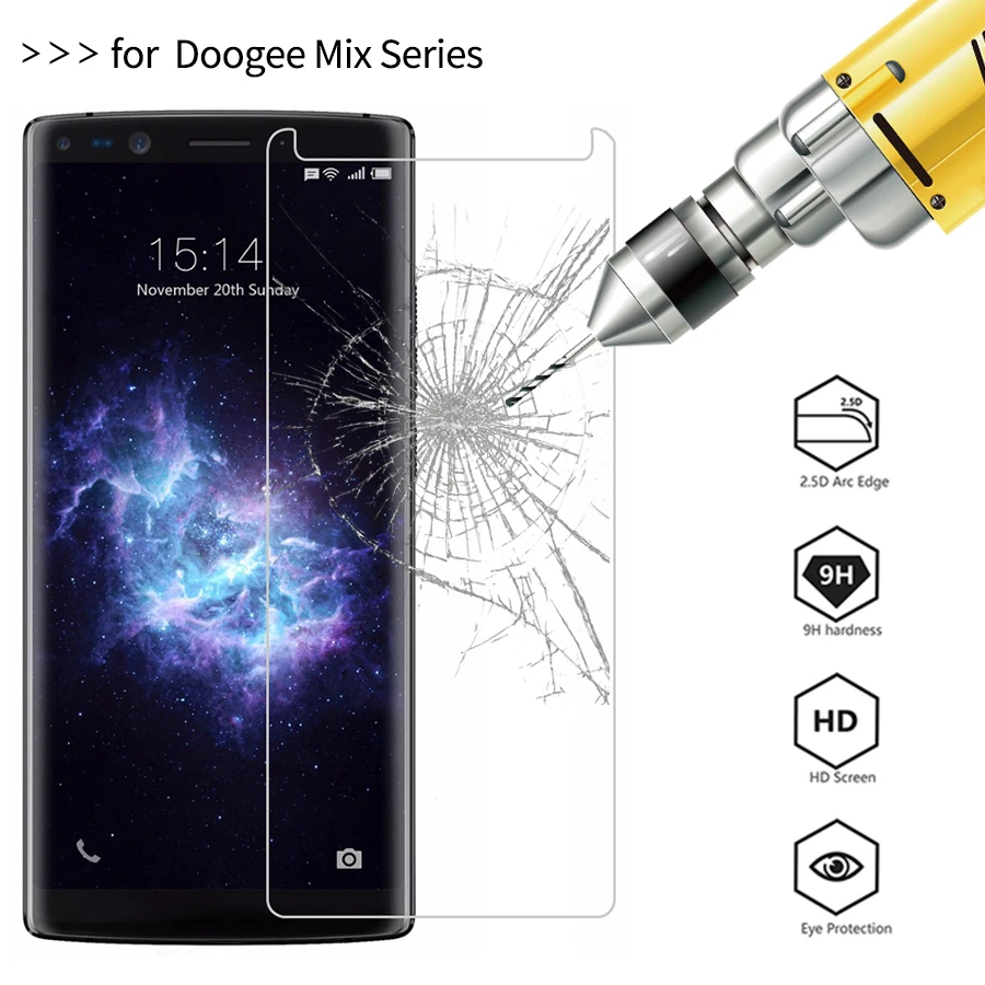 Стекло Для Doogee Mix 2 закаленное взрывозащищенные 2.5D 9h тонкая Передняя защитная