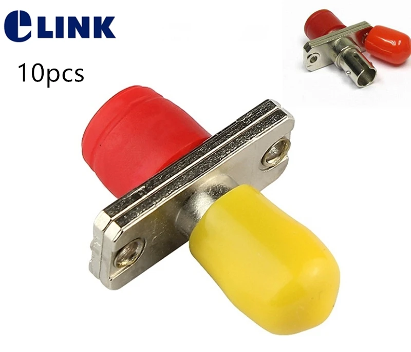 FC-ST hybrid adapter Rectangular fiber optic connector female to female metal ST-FC yellow red coupler free Shipping 10pcs