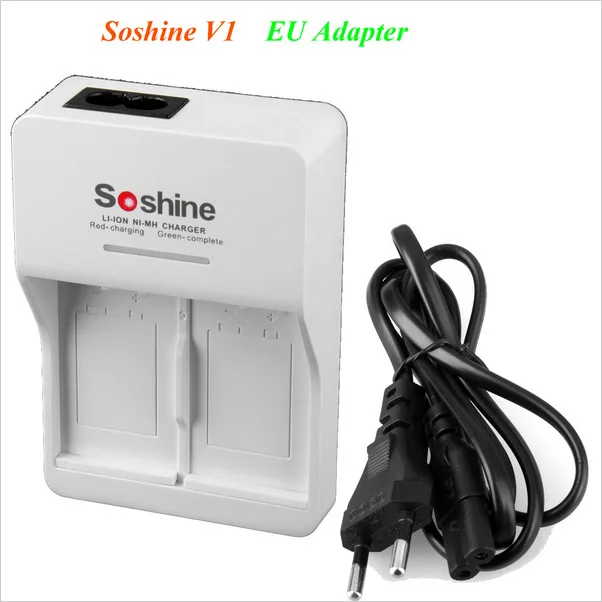 Лидер продаж Soshine V1 9 V-зарядное устройство для литий-ионного, Батарея Зарядное устройство с 2 слота Вход Световой поток: 90-260VAC В переменного тока, 50/60 Гц вилка стандарта ЕС-250 V